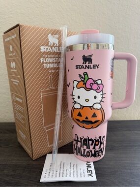 Pink 40oz Halloween Tumbler With Handle Straw & Box
